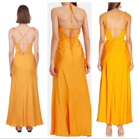 SELF-PORTRAIT Orange Lace Frilled Jacquard Dress - Picture 3 of 14